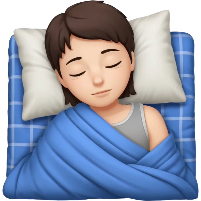 middle school student peacefully sleeping in bed, cozy blanket, relaxed expression, simple background emoji