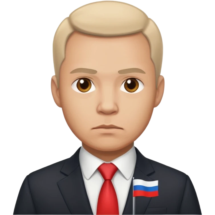 a male politician in a business suit with a Russian flag emoji