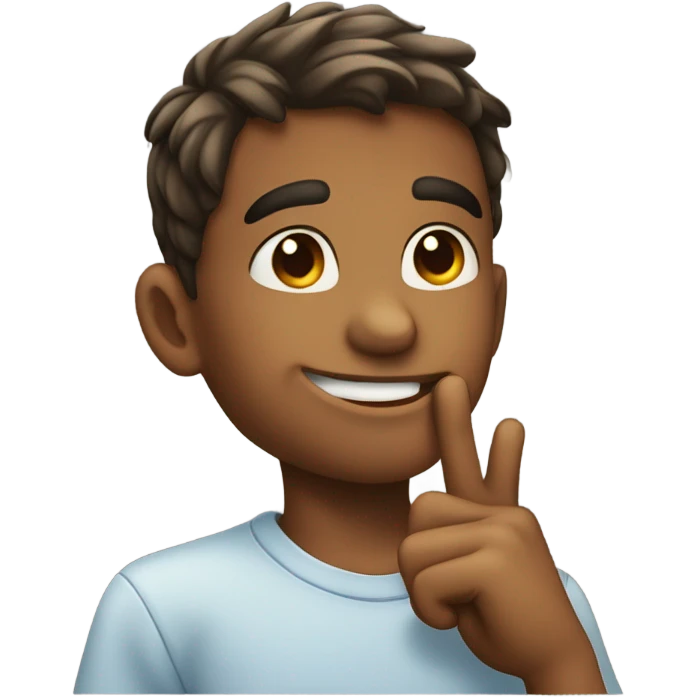 Boy smirking with finger on chin emoji