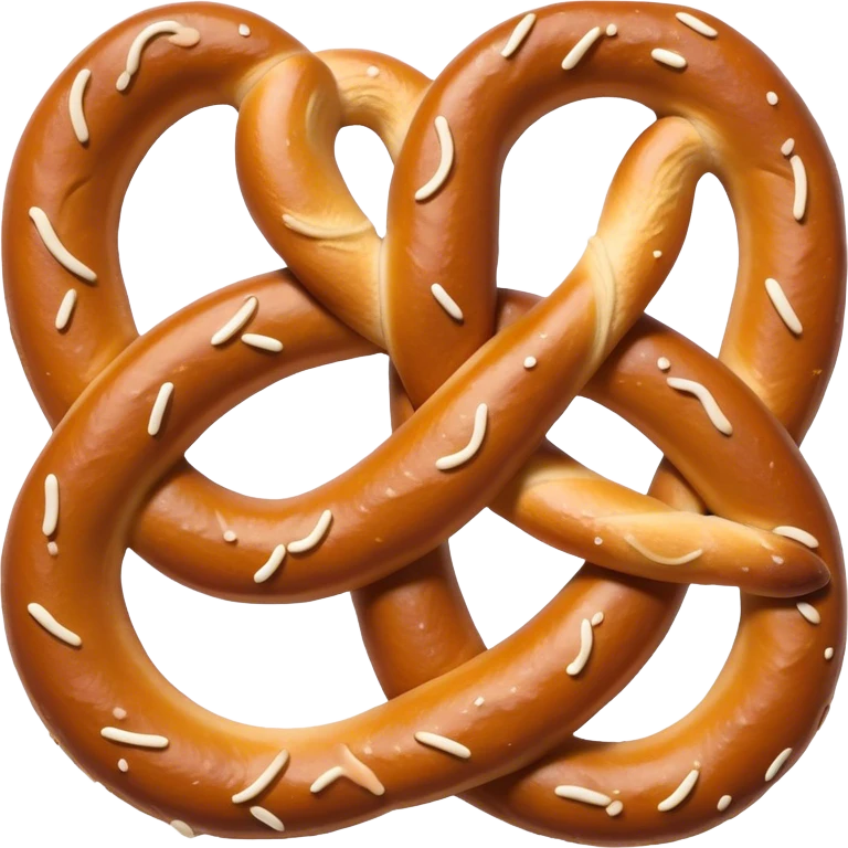Cinematic Realistic Pretzels Dish Emoji, featuring freshly baked, twisted pretzels with a glossy, salted crust rendered with detailed textures and warm, appetizing lighting. emoji