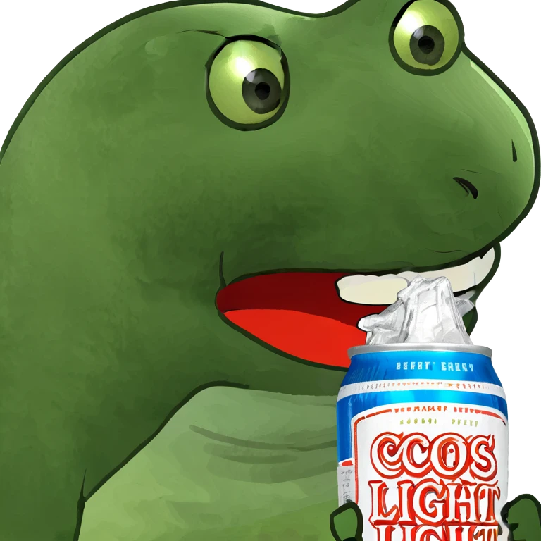 crying cat with human teeth drinking coors light emoji