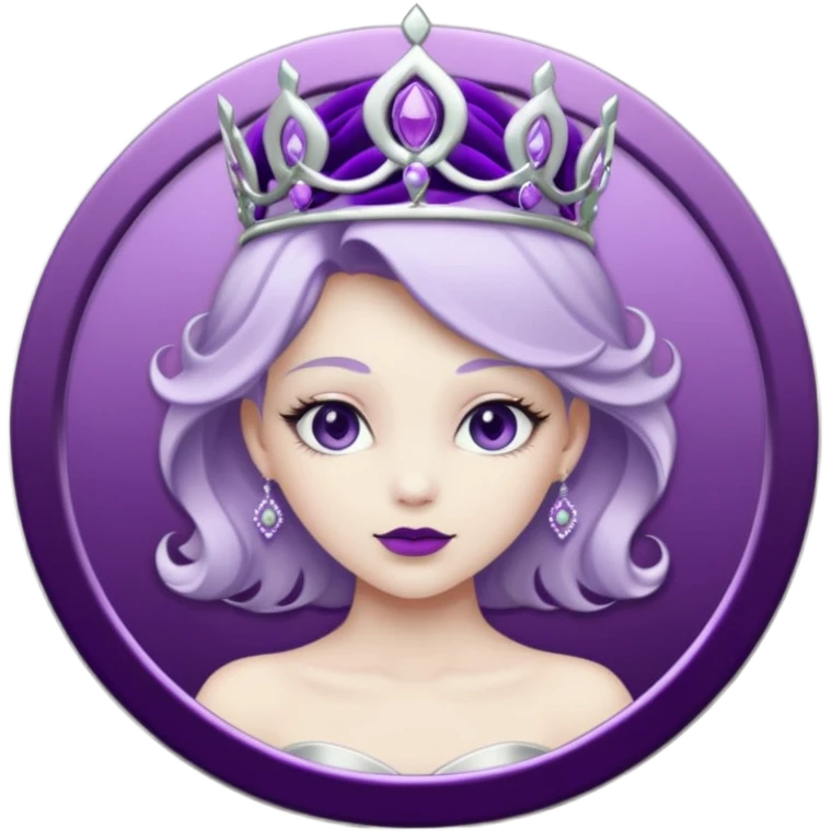 Purple shadow rose silver circle plaque with silver tiara emoji