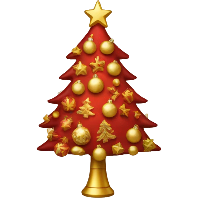 A red and gold christmas tree emoji