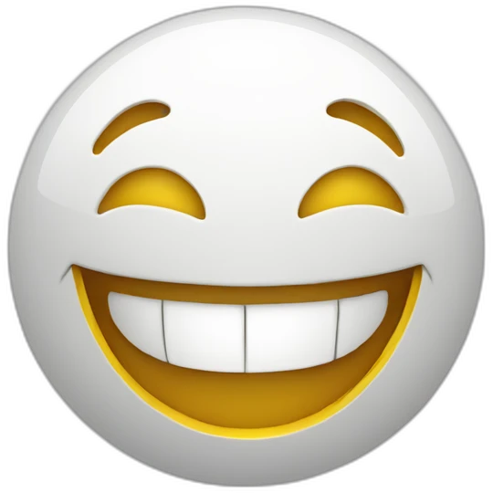 3D glossy sphere laughing face emoji