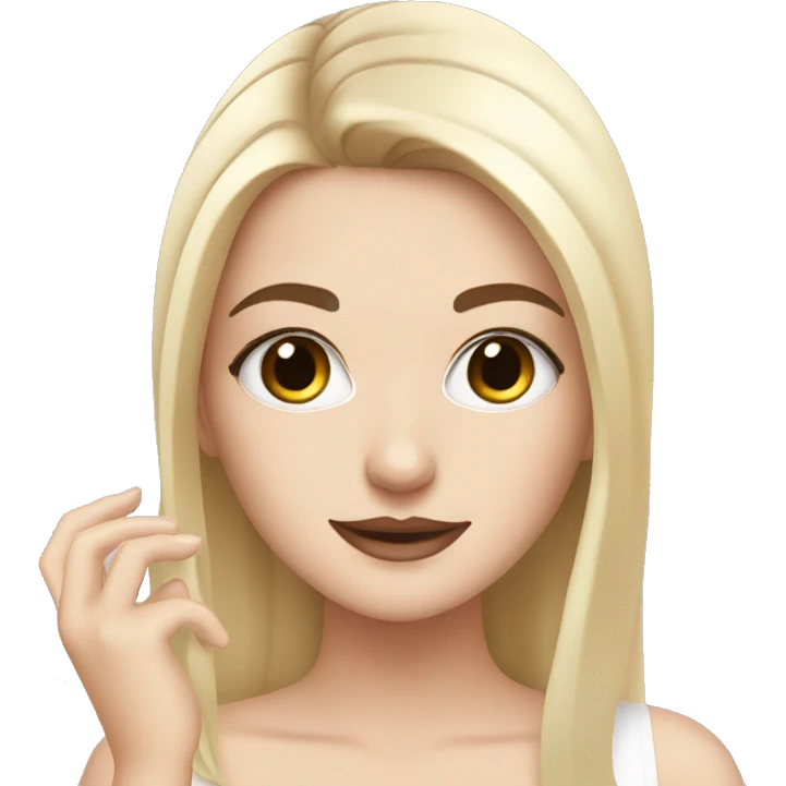 White girl with Black hair doing skincare  emoji