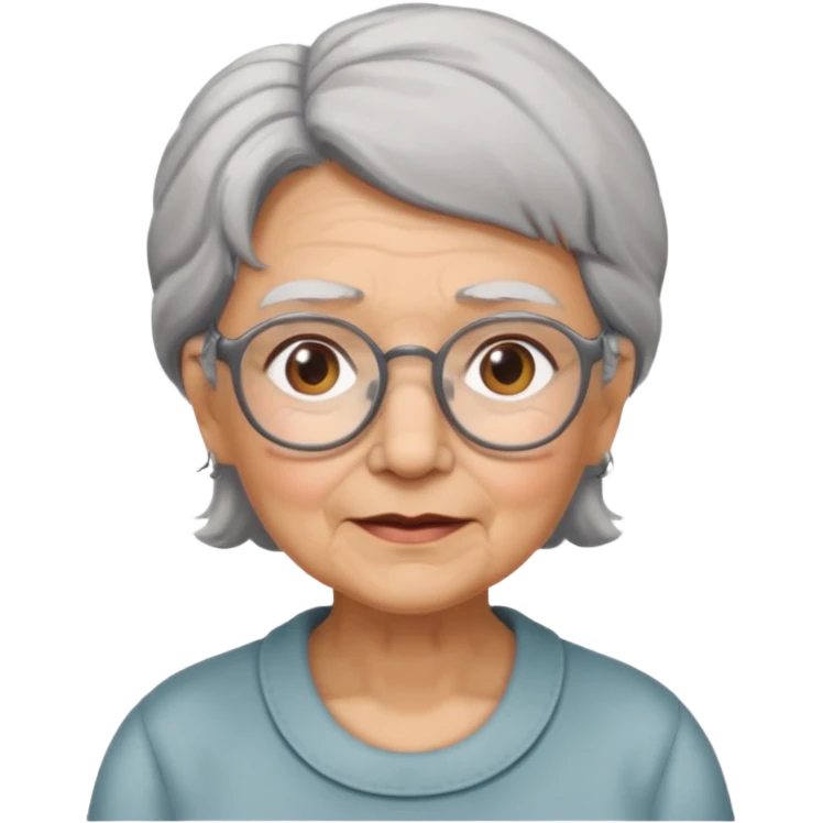 grandmother with glasses and gray hair, grizzle half body emoji