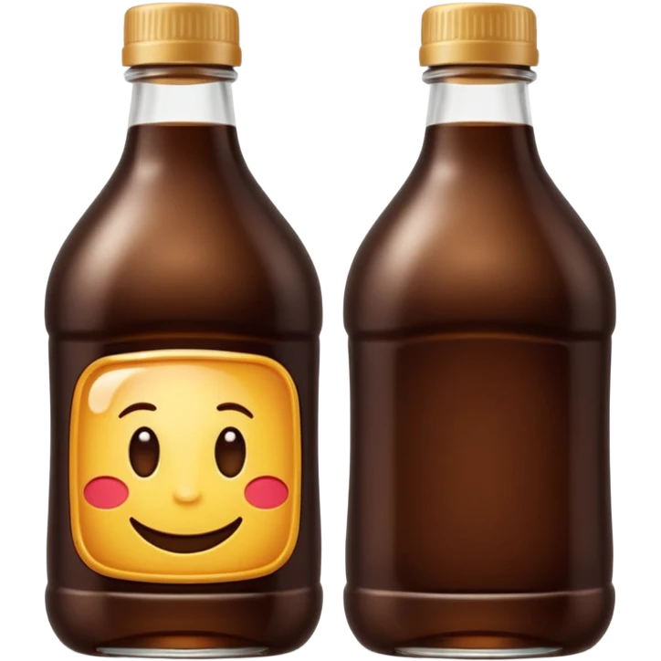 medium dark glass or plastic bottle with smooth curved silhouette and closed cap, filled with thick glossy deep brown syrup slightly translucent, rich sweetness and natural origin, no label, soft lighting, subtle shadows, emoji scale emoji