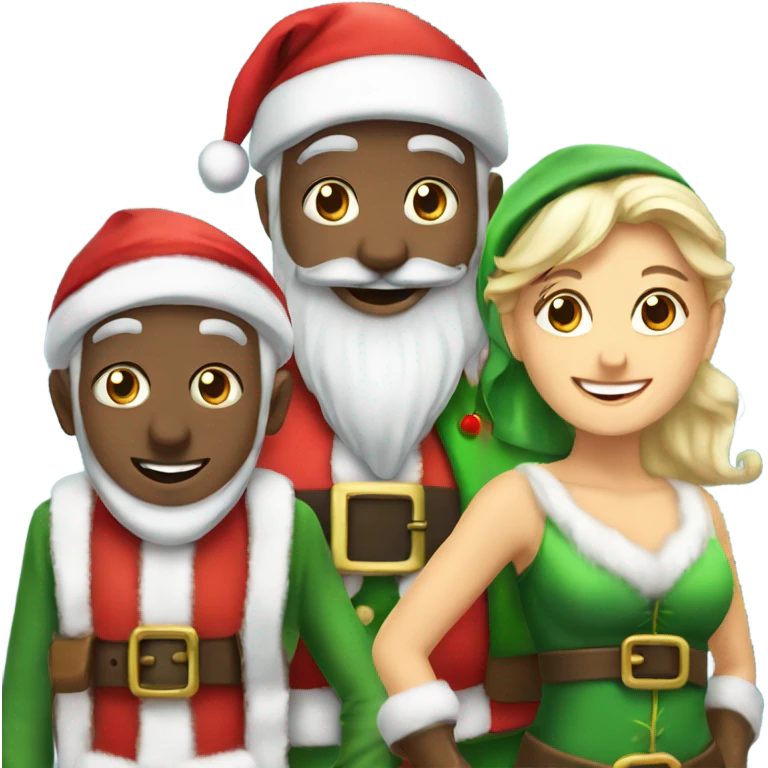 santa and 2 elves emoji