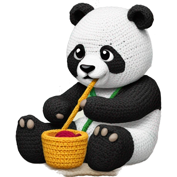 panda crocheting emoji