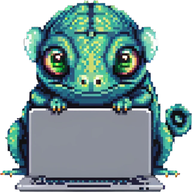 chameleon typing on laptop emoji