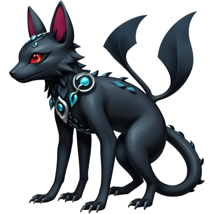 Shiny Dark Edgy Majestic Sophisticated Modern Gothic Gloomy Futuristic Cyber-Salandit-Umbreon-Delcatty-Hybrid (Full body) emoji