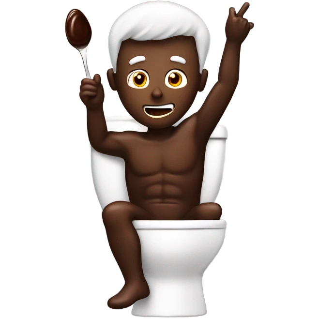 Man on toilet being rocketed up with chocolate sauce emoji
