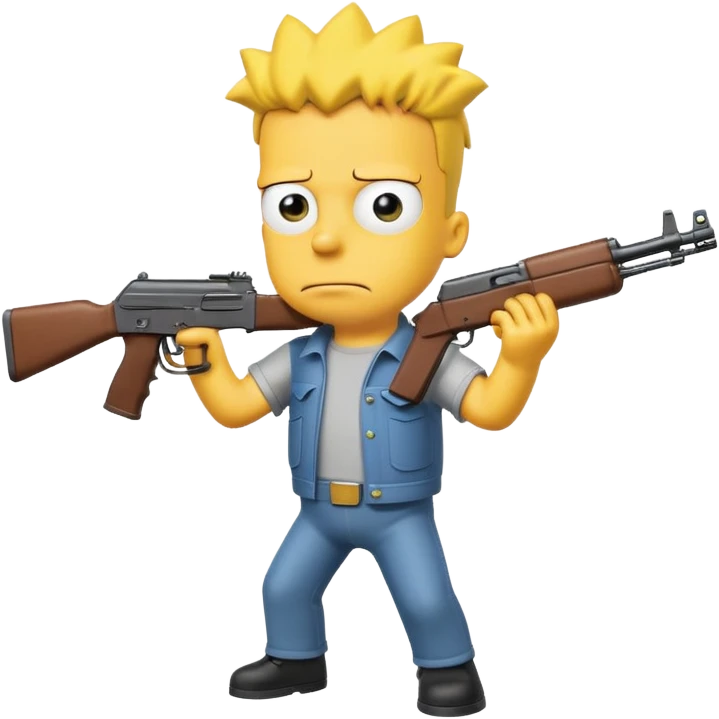 Bart simson qui tien une kalash et ki tire en l'air  emoji