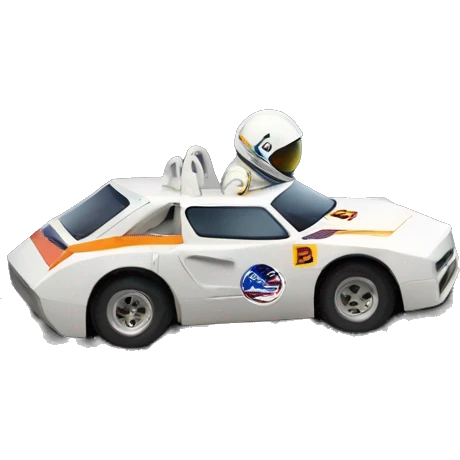 A race car on the moon emoji