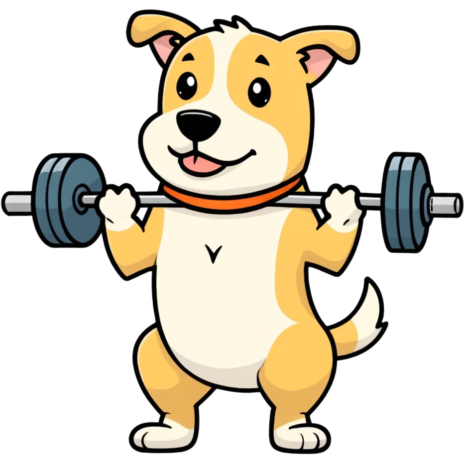 Dog lifting weights emoji