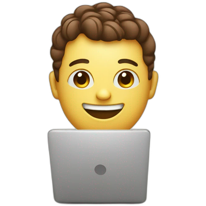 smiling cute coffee mug holding a laptop emoji