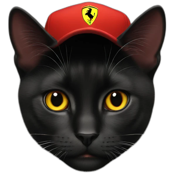 Black cat with f1 Ferrari red cap  emoji