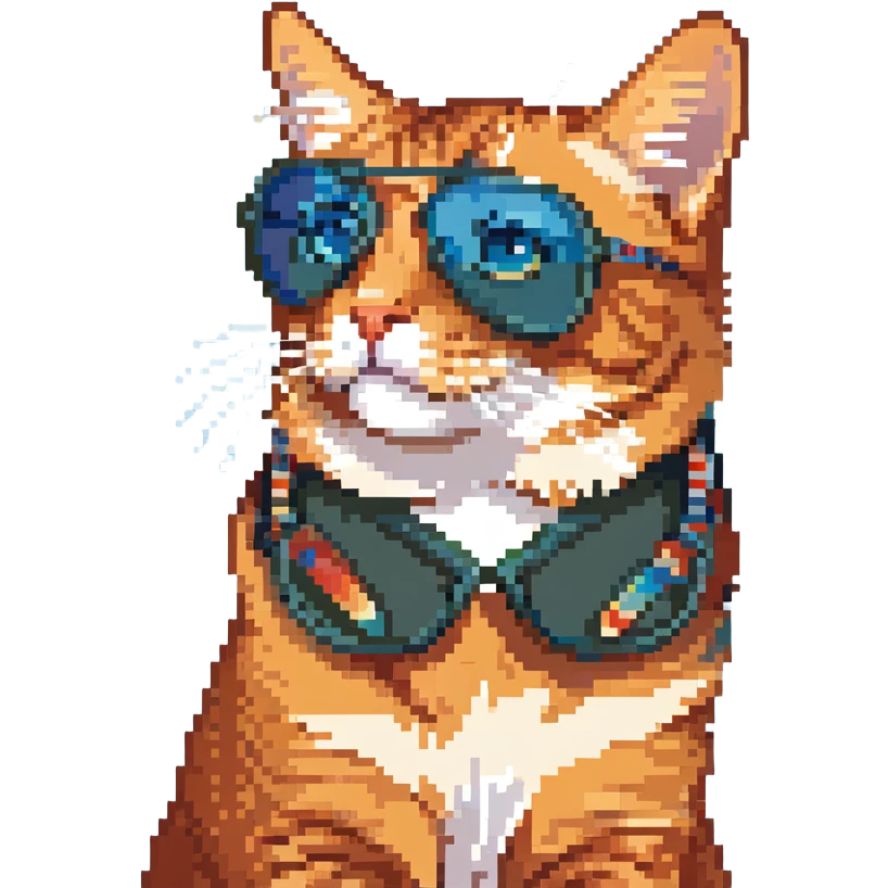 orange tabby cat wearing aviator sunglasses emoji