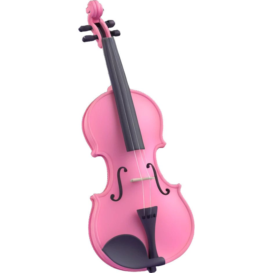 3D gothic violin with pink accents, elegant and dark emoji