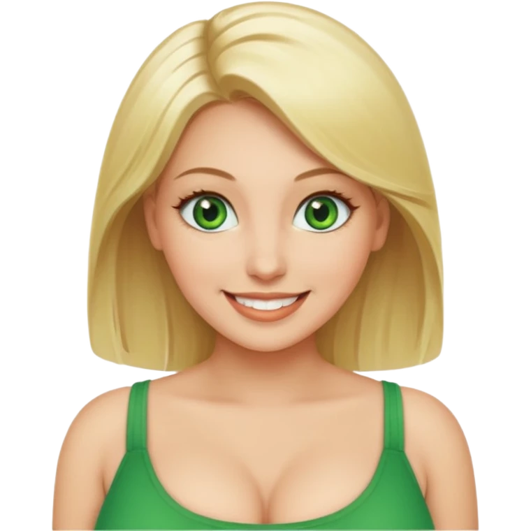 Naked blonde woman big boobs green eyes emoji
