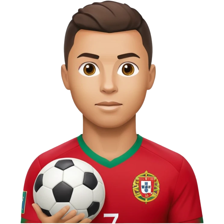 Ronaldo with soccer ball and Portugal jersey emoji