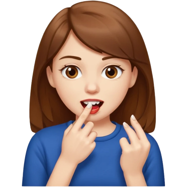 Une fille brune et blanche qui se mord un ongle avec ses dents comme si elle draguait qqn il fait que l'ongle soit entre ses dents emoji