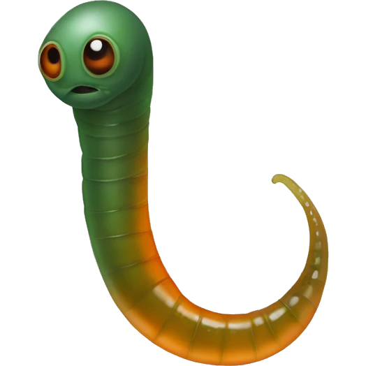 Eight-eyed Dark green and orange medicinal leech with oral suction and caudal suction emoji