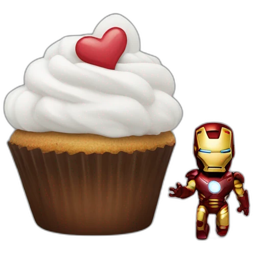 Happy cupcake with iron man  emoji