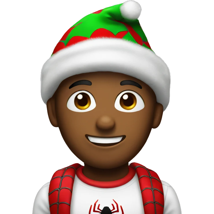 Spiderman wearing Christmas hat emoji