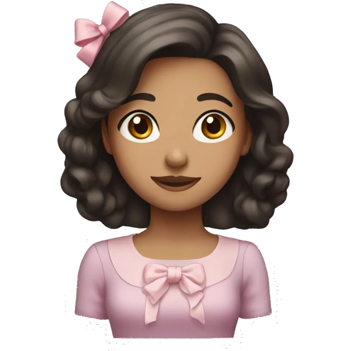 girl with dark brown hair taking a bow emoji