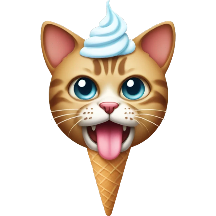 Angry Cat with ice cream on head emoji