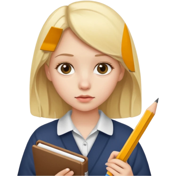 Blonde girl studyng emoji