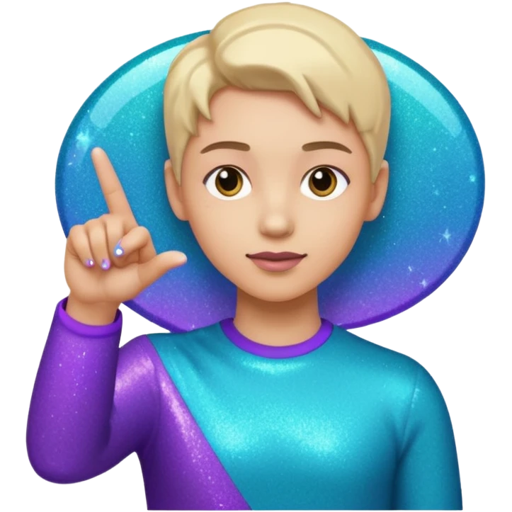 Glitter Roxo e Ciano Dedo apontando pro lado emoji