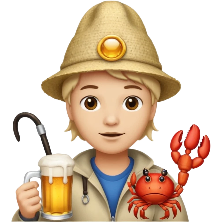  A crabby beer spelling whip emoji