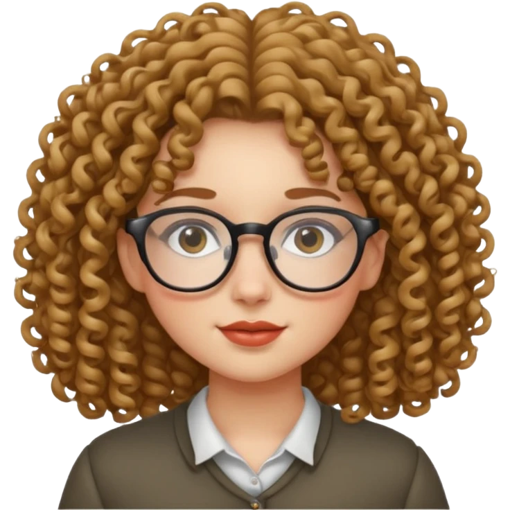 una chica con rizos y  con gafas emoji