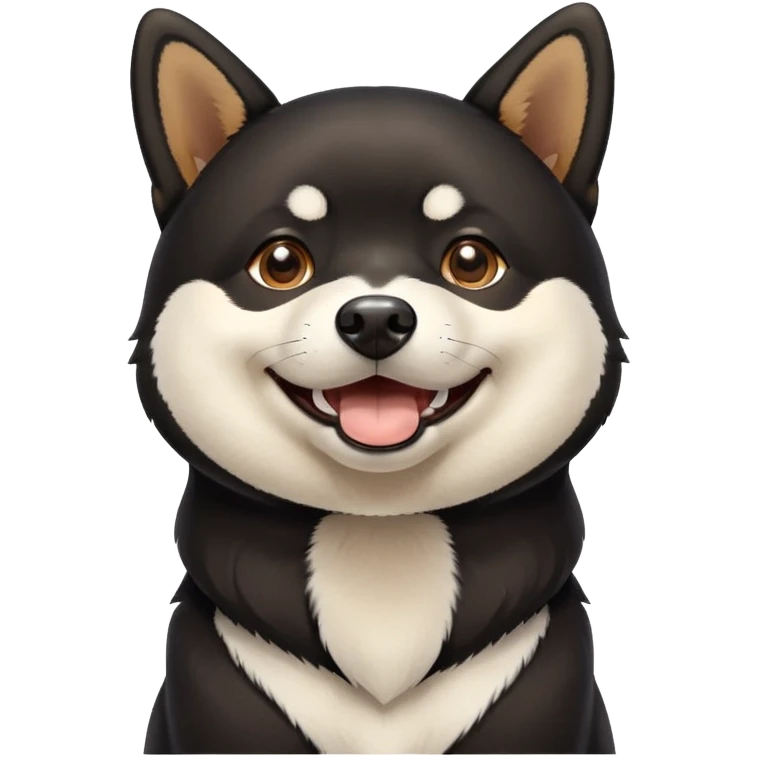 cute black Shiba Inu dog with happy expression emoji