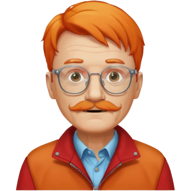old man, orange hair, white mustache, wearing glasses, wearing a red jacket emoji