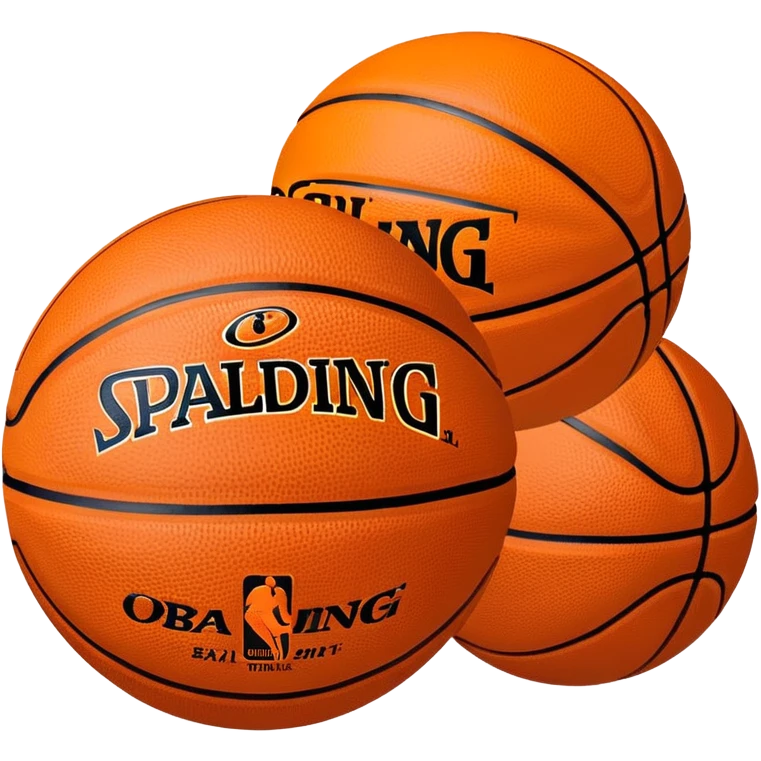 Minimalist basketball in classic orange color with small Spalding and NBA logos emoji