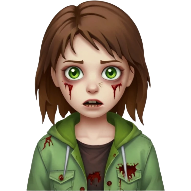 girl zombie with brown hair and green eyes emoji