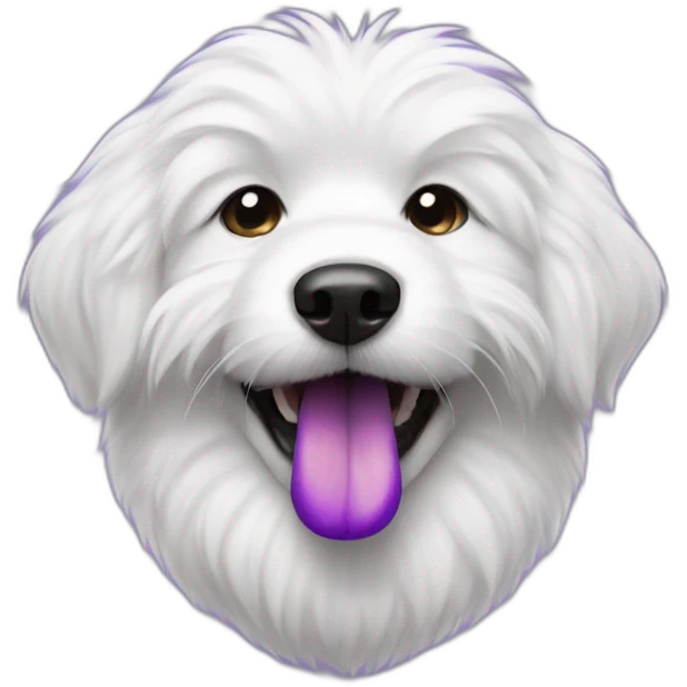 white fluffy dog purple tongue emoji