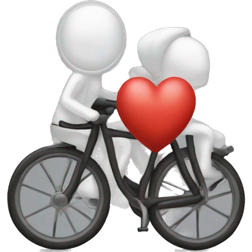 Un vélo qu saute par dessus un cœur emoji