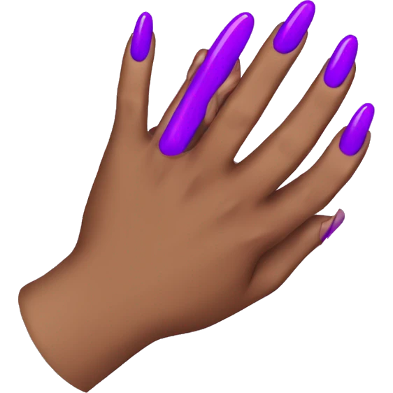 Brown hand with Purple long nails emoji