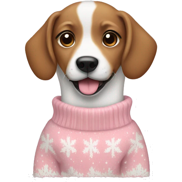 Dog in a light pink and white Christmas sweater  emoji