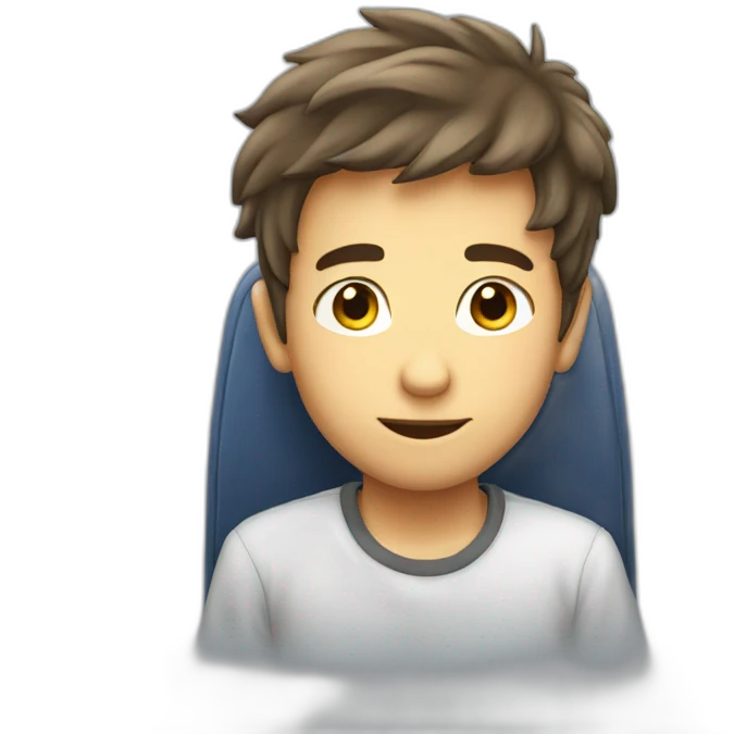 Boy sitting on aeroplane big face emoji