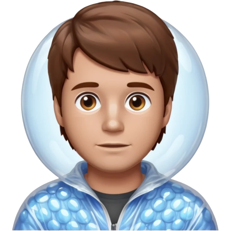 Brown haired man wrapped in bubble wrap emoji