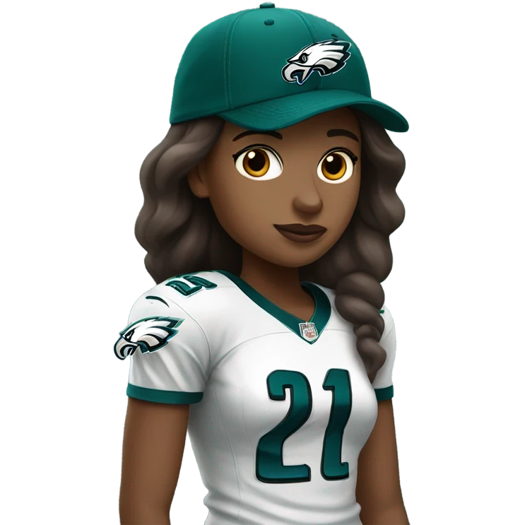 White skin brown hair girl wearing Philadelphia eagles hat  emoji