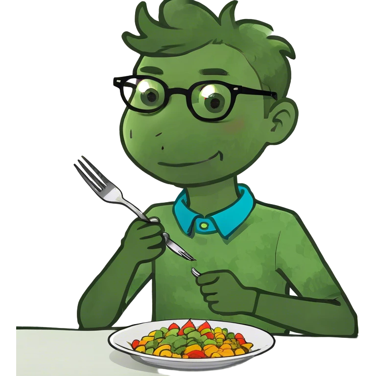 Boy eating with glasses  emoji