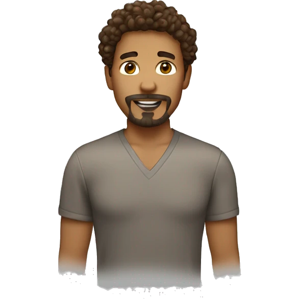 Man with goatee and brown curly har emoji