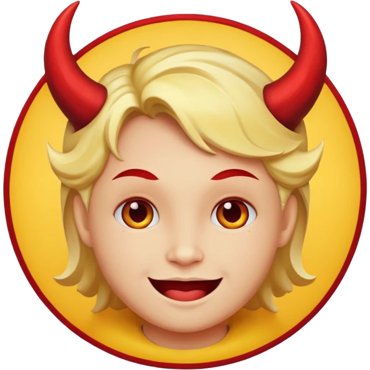 mush up the devil emoji with the angel one, I want it to be angel with devil horns, make it the classic yellow circle face emoji