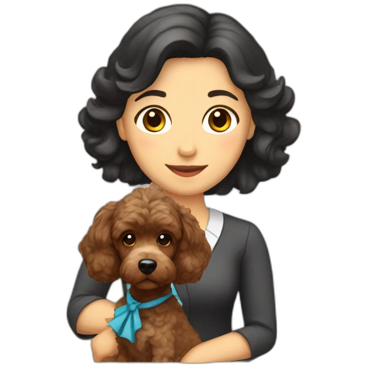 Brown Cockapoo with female teacher with black hair emoji